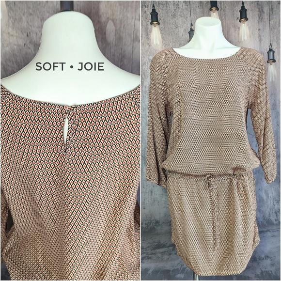 Soft Joie Analee printed drawstring Mini dress in Pureed Pumpkin, size Medium - Picture 12 of 12